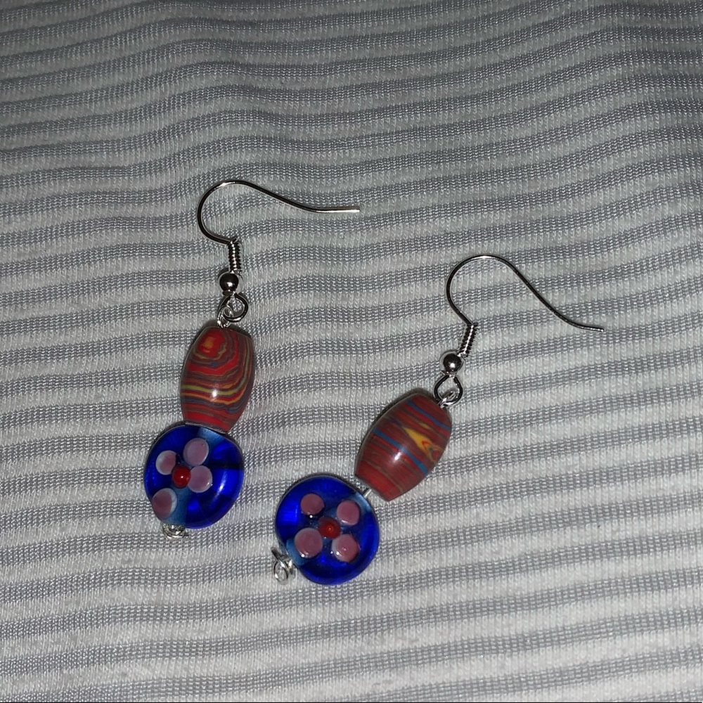 Blue handmade earrings